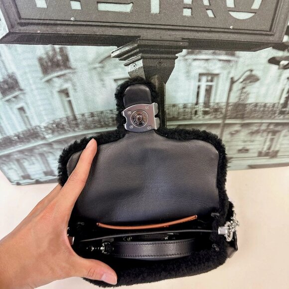 Coach CC444 Pillow Tabby Shoulder Bag 18 In Shearling IN BLACK - Picture 8 of 9